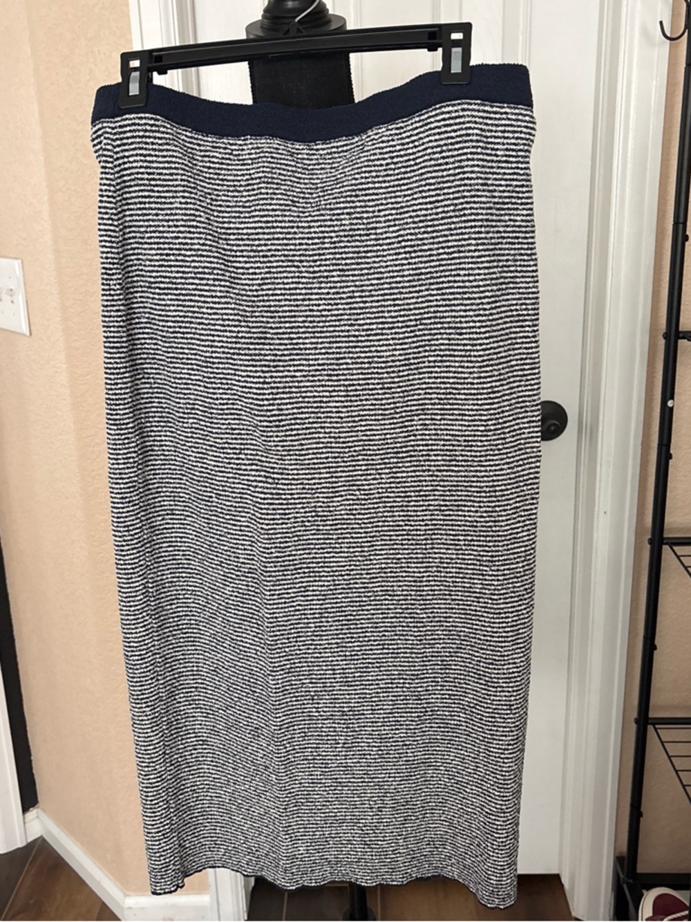 Striped navy and White Knit Maxi Skirt - Women
